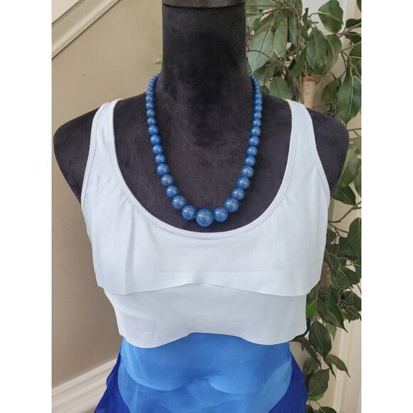APT.9 Womens Blue Sleeveless Tiered Ruffle Scoop Neck Top Blouse Size Small - Picture 2 of 11